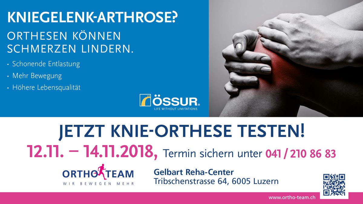 Arthrose Orthesen Testtage in Luzern