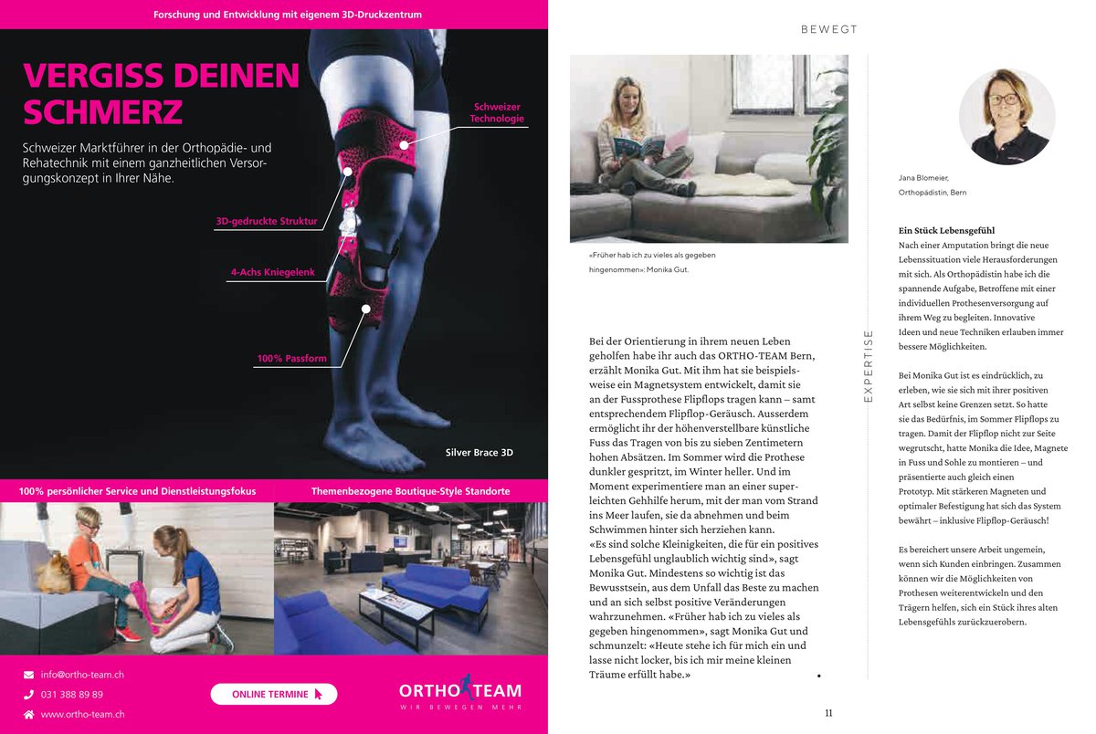 Anwendergeschichte im NZZ Magazin Swiss Orthopaedics