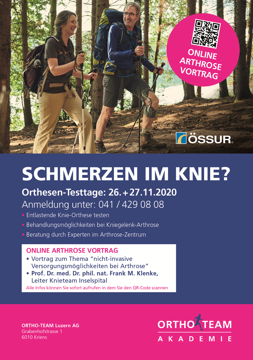 Arthrose Orthesen Testtage in Luzern